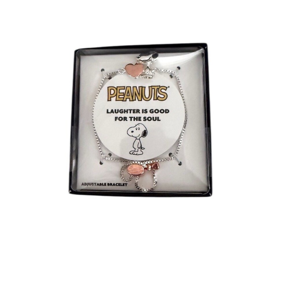 Reserved for Britt Peanuts Snoopy Bolo Bracelet Silver Tone Beaded Adjustable